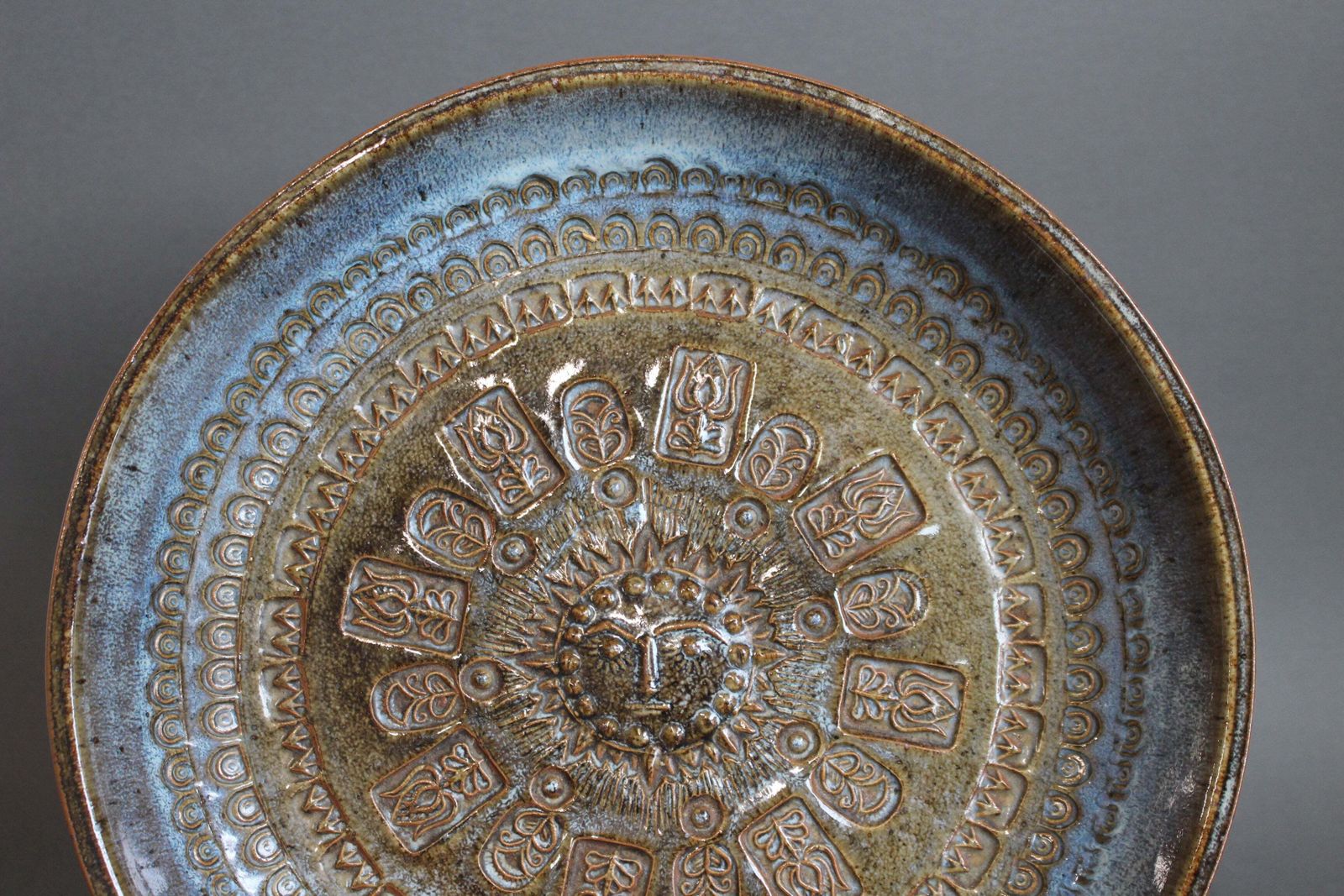 Home Decor Stoneware Bowl With Sun Motif By Jean Claude Taburet For Hb Henriot (Circa 1960s 70s) photo