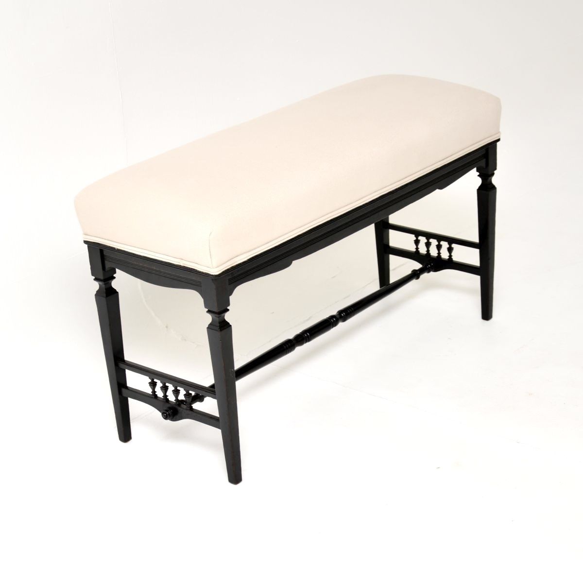 Antique Victorian Ebonised Stool / Bench photo Furniture