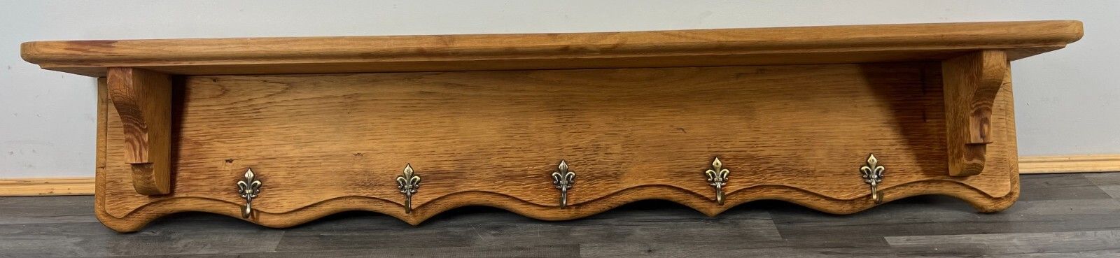 Coat Rack Antique French Oak Wall Mounted 5 Hook Plate Rack Hanger Lot 3177 photo furniture