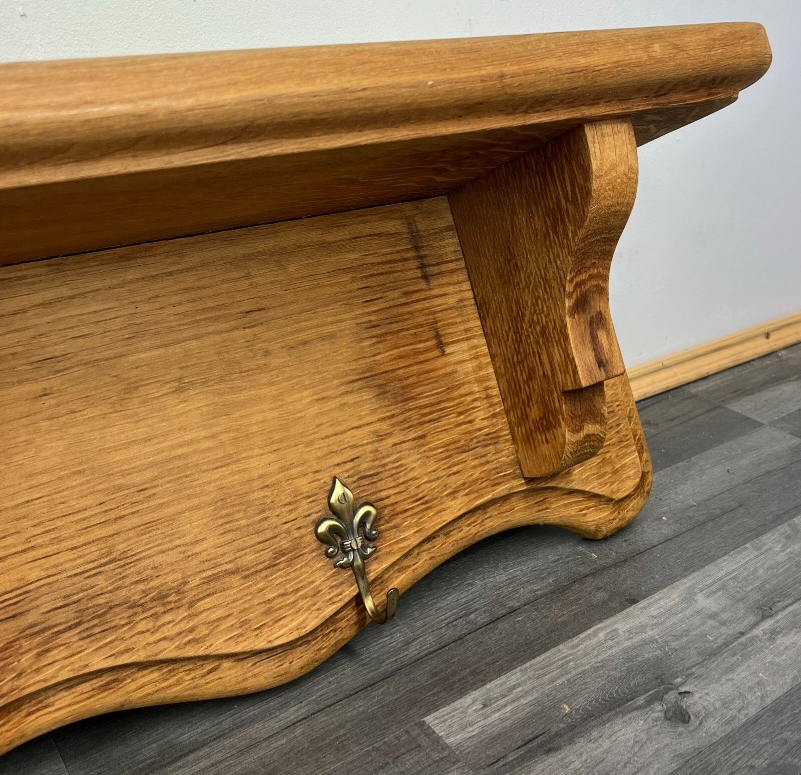 Coat Rack Antique French Oak Wall Mounted 5 Hook Plate Rack Hanger Lot 3177 photo Furniture