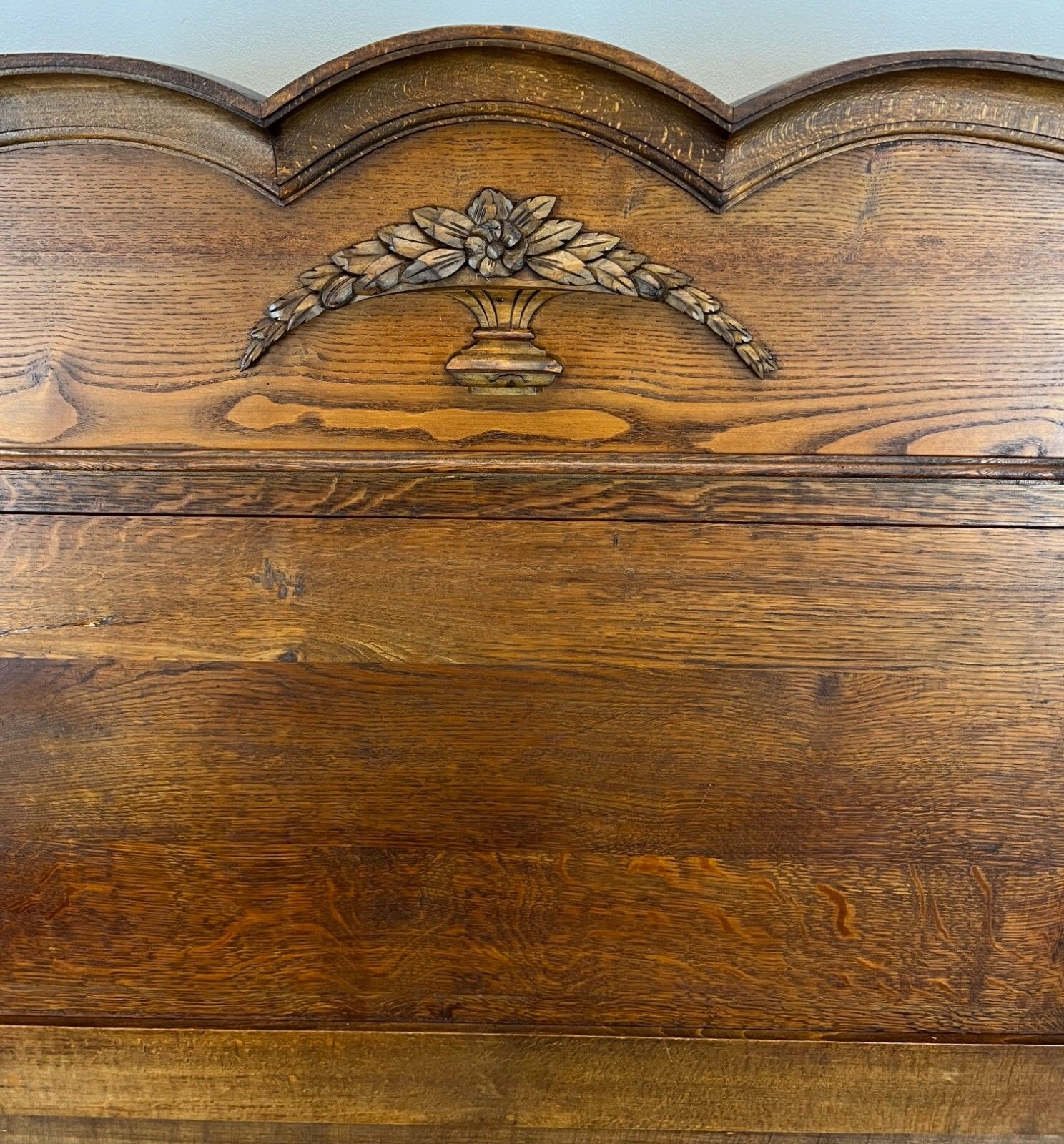 Bed Antique French Style Double Bed Wood Frame Carved Headboard Lot 3239 photo vinterior