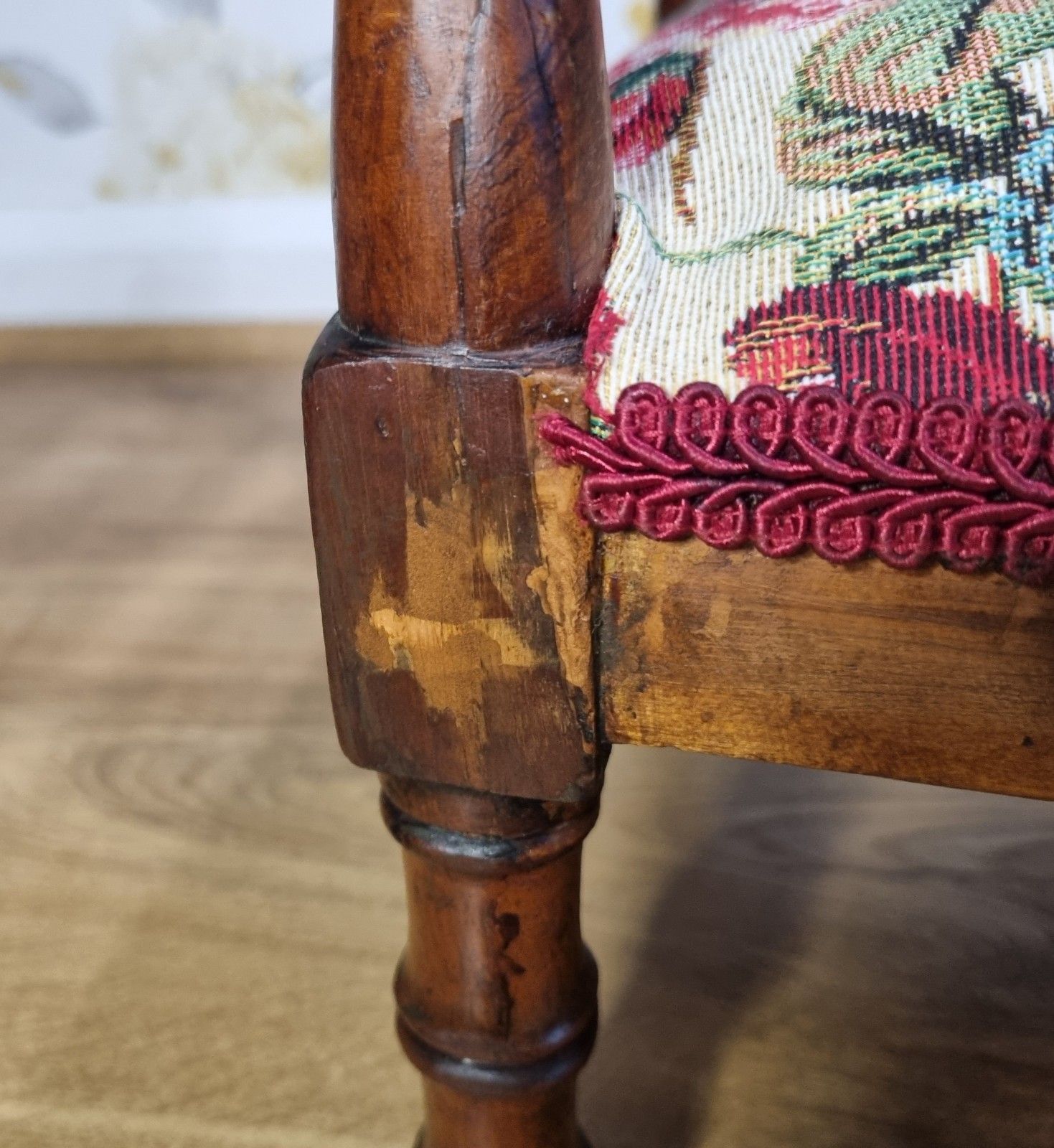 175.0 Small Antique French Faux Bamboo Wooden Chair Display Teddy Dolls Low Child Size photo