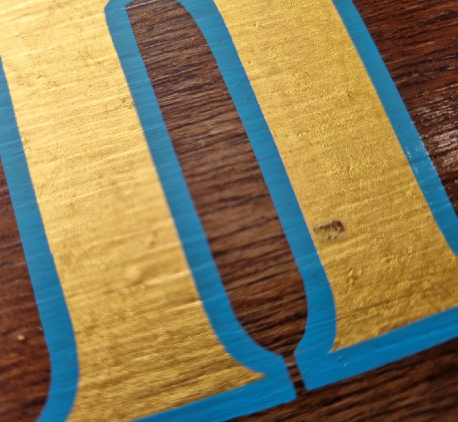 photo for sale Vintage Oak Reception Sign Hand Painted / Stenciled Gold Blue 66cm X 29cm