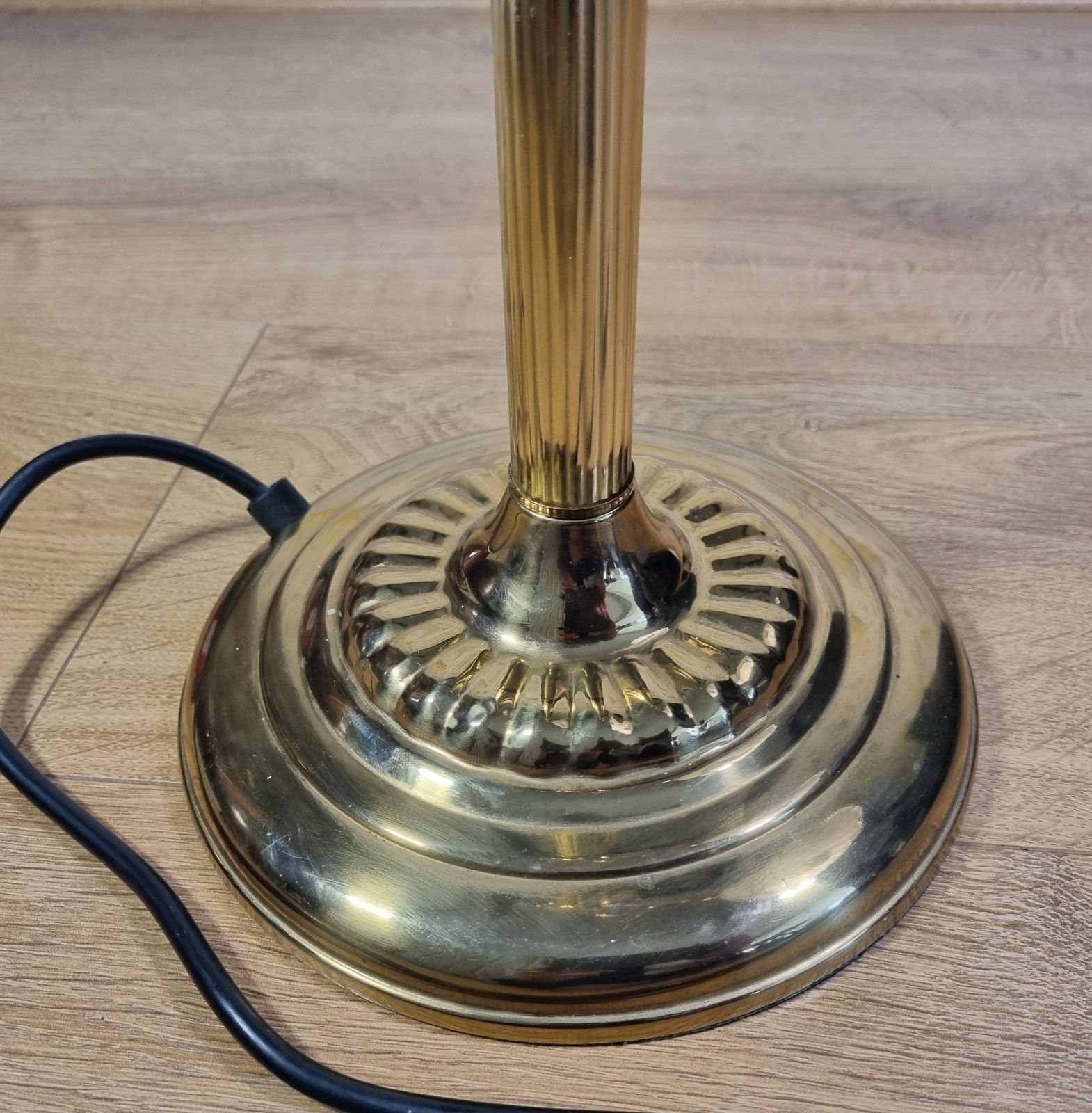 photo for sale Vintage Brass Swan Neck Table Lamp Glass Tulip Shade Art Nouveau/Antique  Style