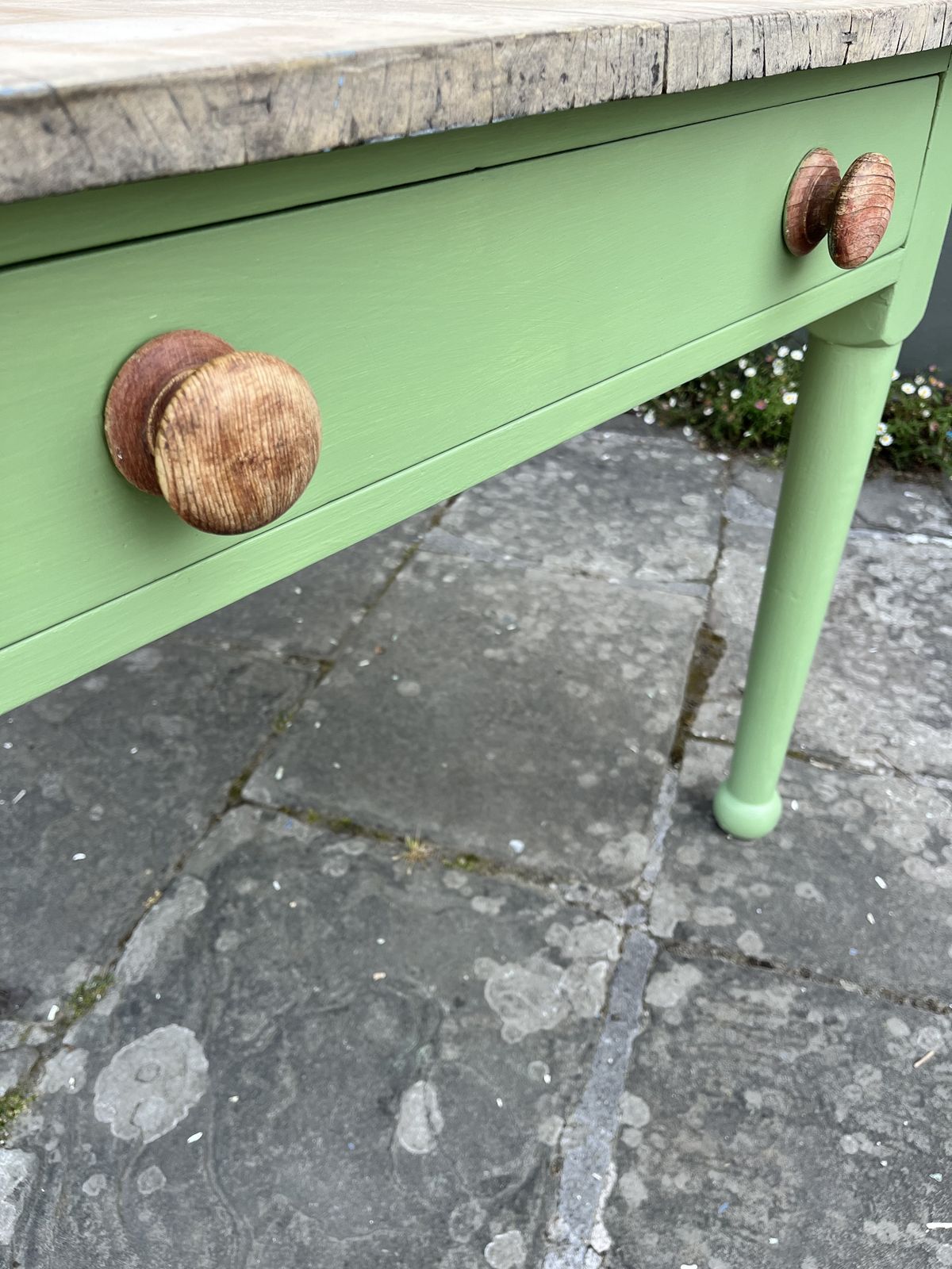 Victorian Pine Farmhouse Table Painted Green photo Furniture