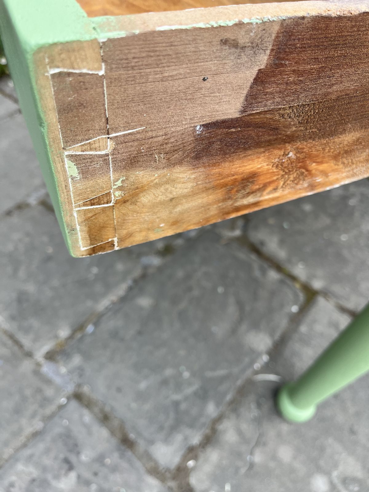 photo for sale Victorian Pine Farmhouse Table Painted Green
