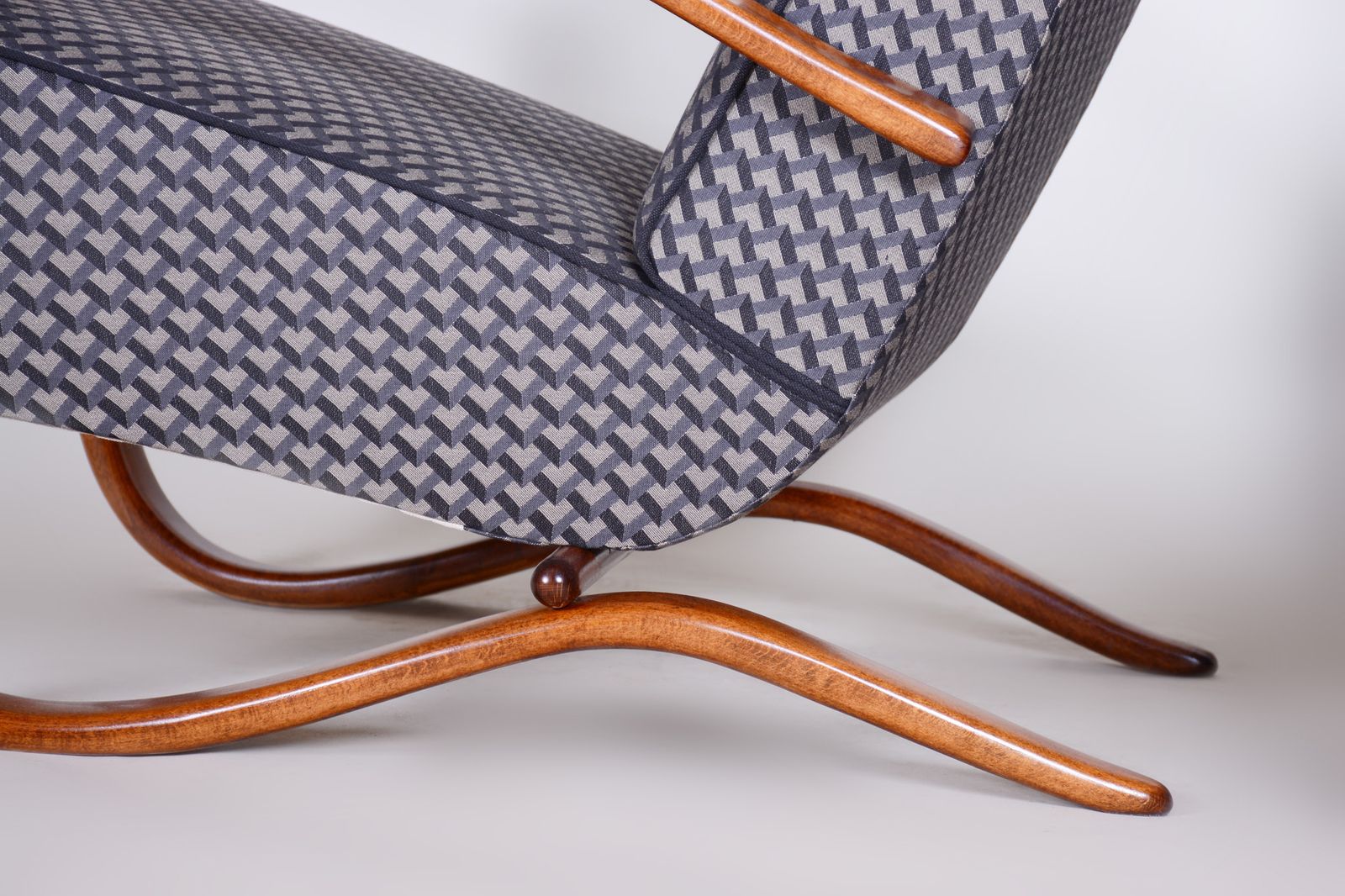 Restored Art Deco Armchair, By J. Halabala For Up Zavody, Beech, Czech, 1930s photo for sale