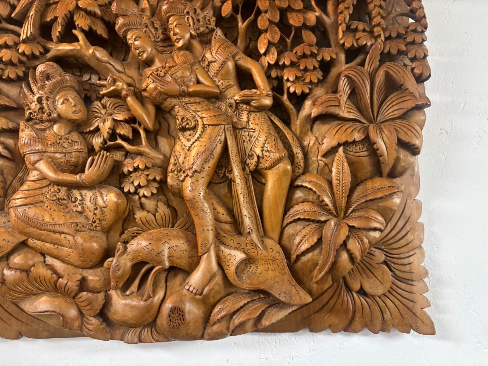 Vintage Balinese Hand Carved 3d Wall Art Panel photo 195.0