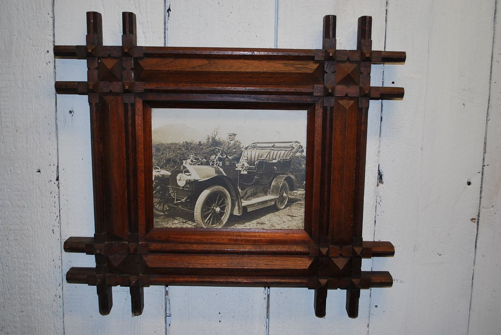 Antique Motoring Photograph In Frame