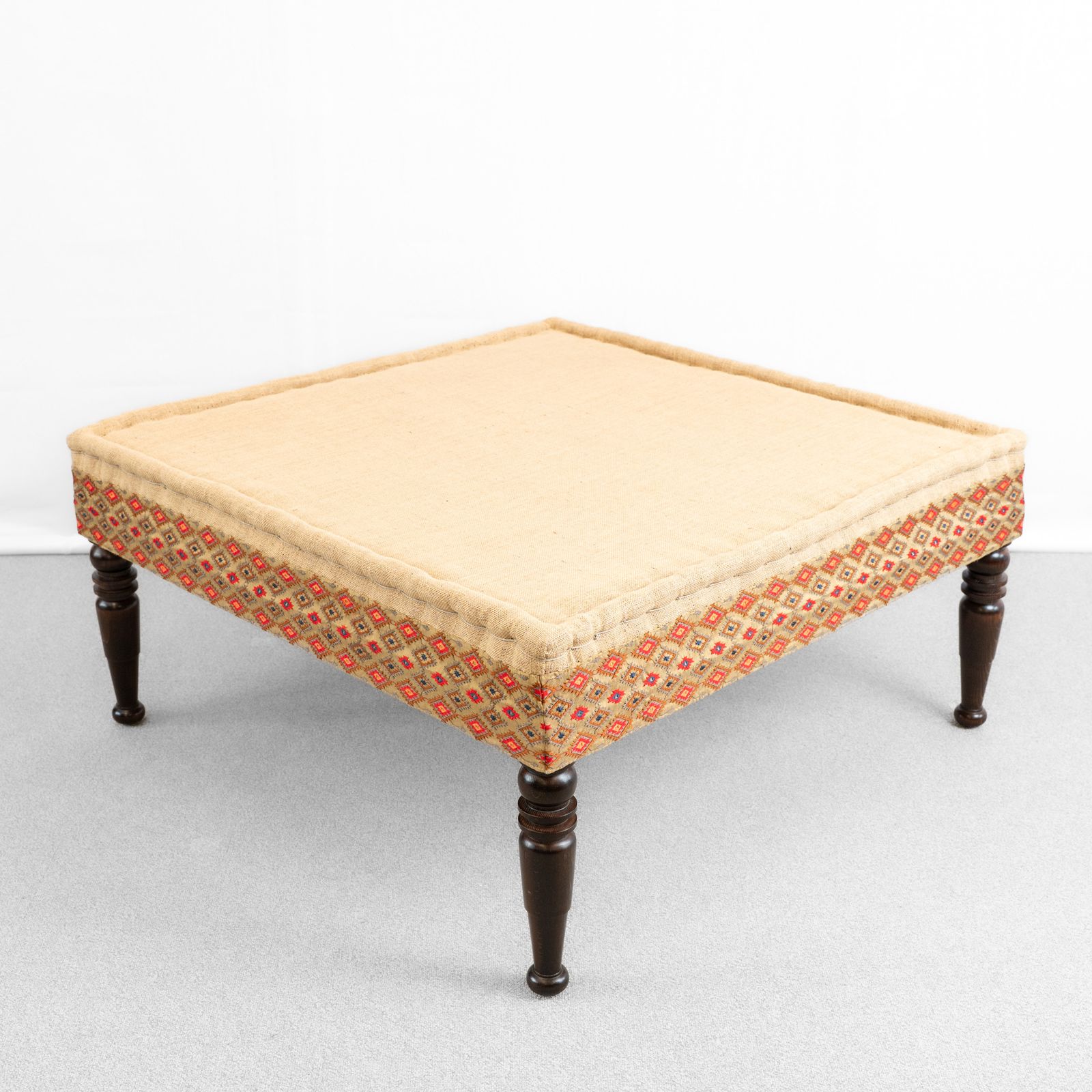 Large Scale Banded Centre Footstool