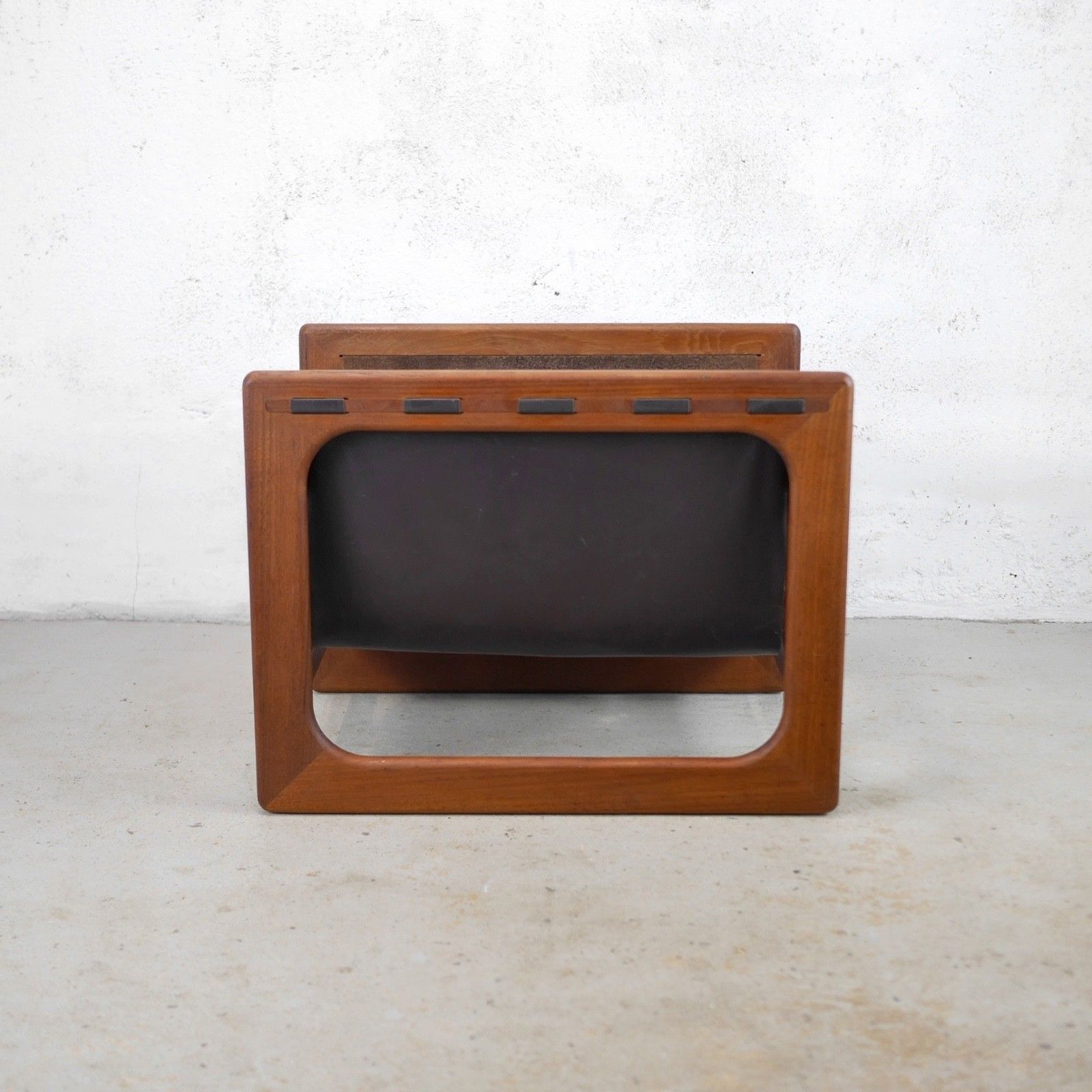 Mid Century Teak Leather Magazine Rack Aksel Kjersgaard For Salin Mobler #103201 photo Home Decor
