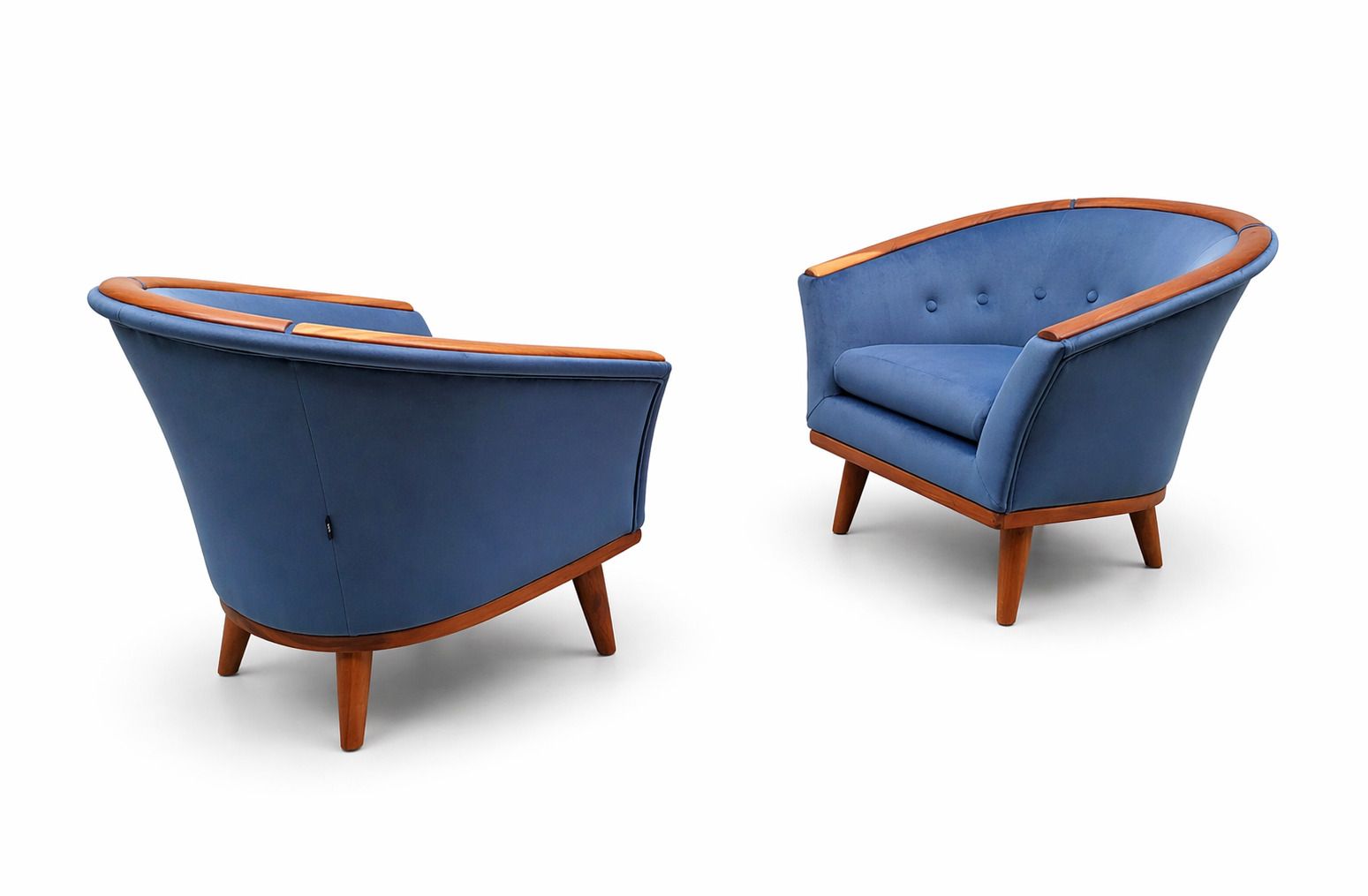 Mid Century Danish Teak Lounge Chair, 1950s – Blue Velvet