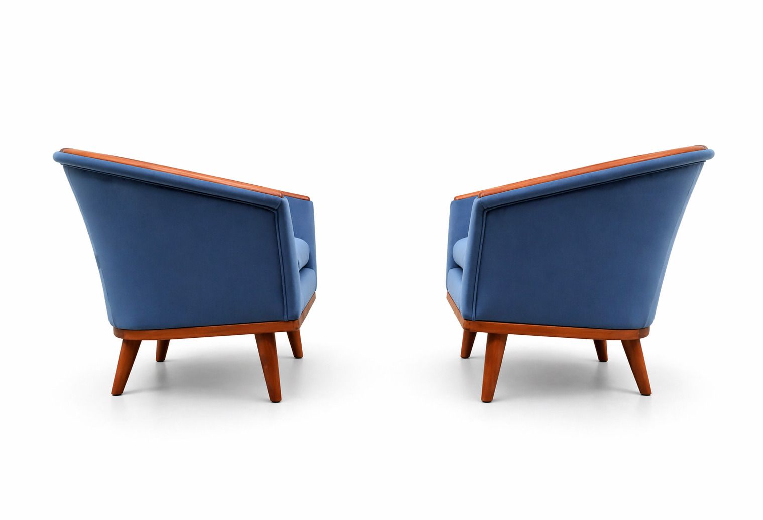 Mid Century Danish Teak Lounge Chair, 1950s – Blue Velvet photo 900.0