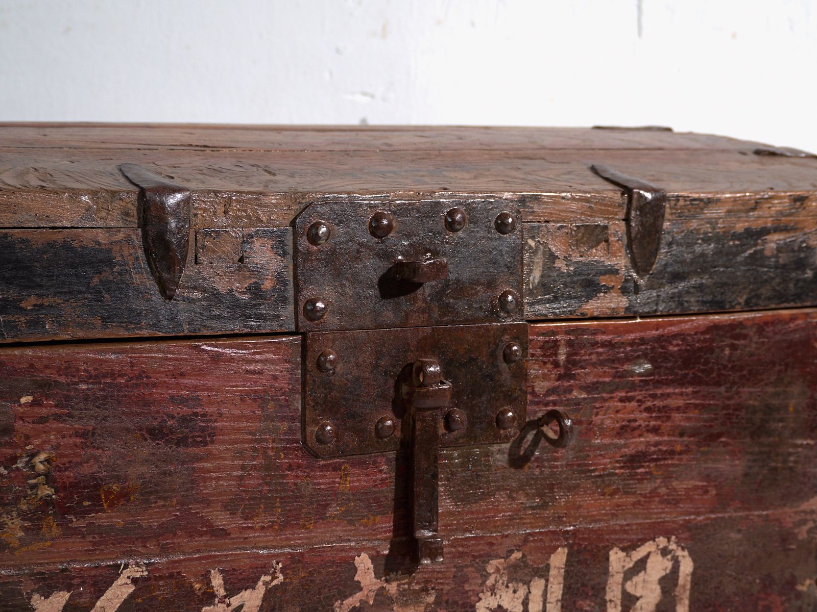 Antique Iron Reinforced Trunk In Pine Wood – China, Circa 1900 photo Furniture
