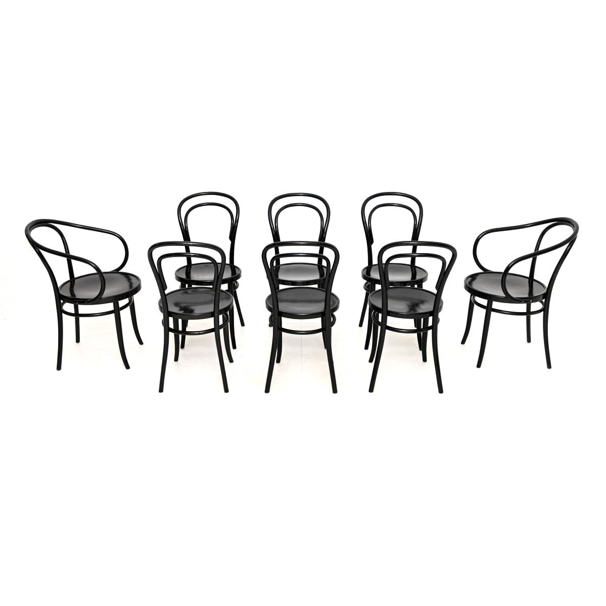 Set Of Eight Vintage Bentwood Thonet Dining Chairs
