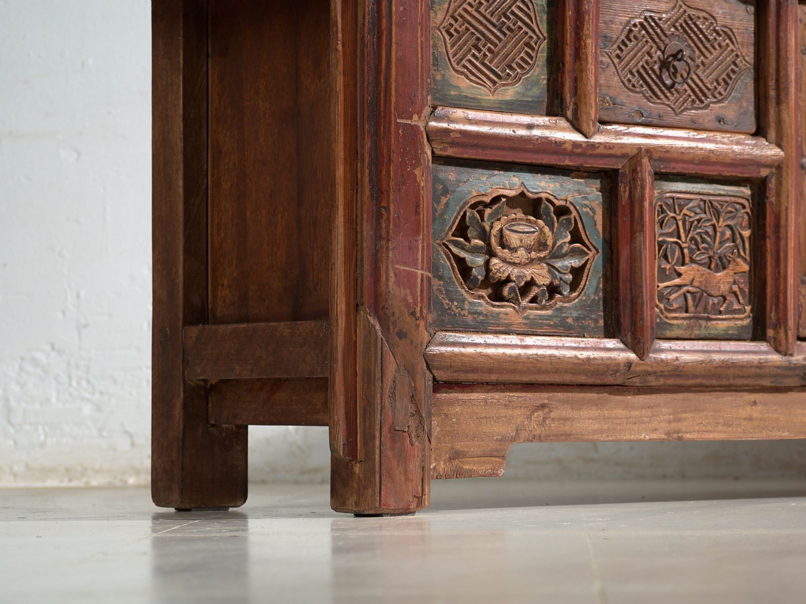 Antique Low Carved Sideboard In Elm Wood – China, Circa 1930 photo furniture