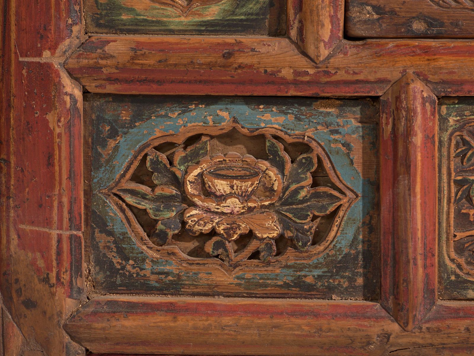 Antique Low Carved Sideboard In Elm Wood – China, Circa 1930 photo buy