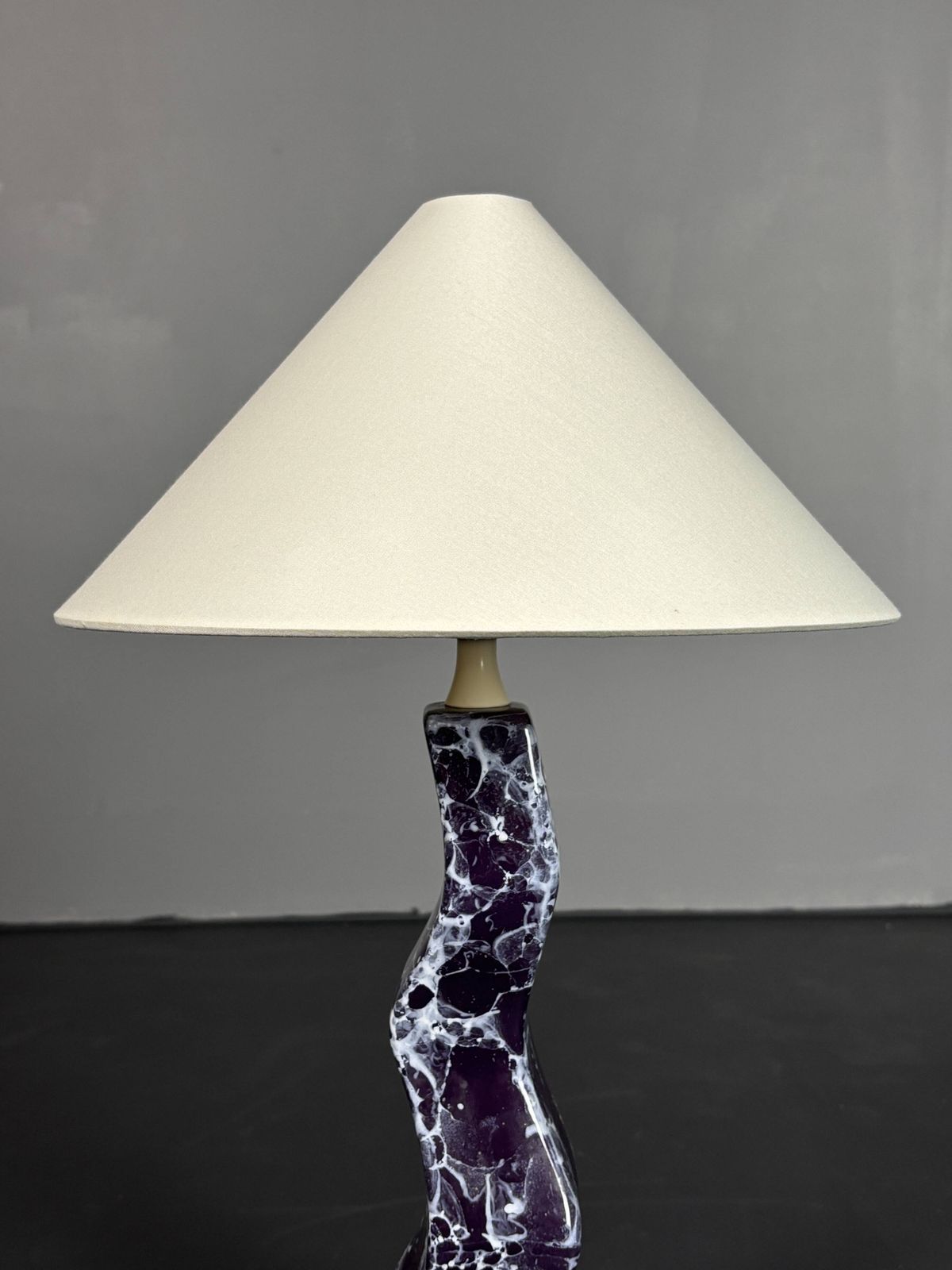 Post Modern Curvy Wavy Faux Marble Zig Zag Lamp, 1980s photo vinterior