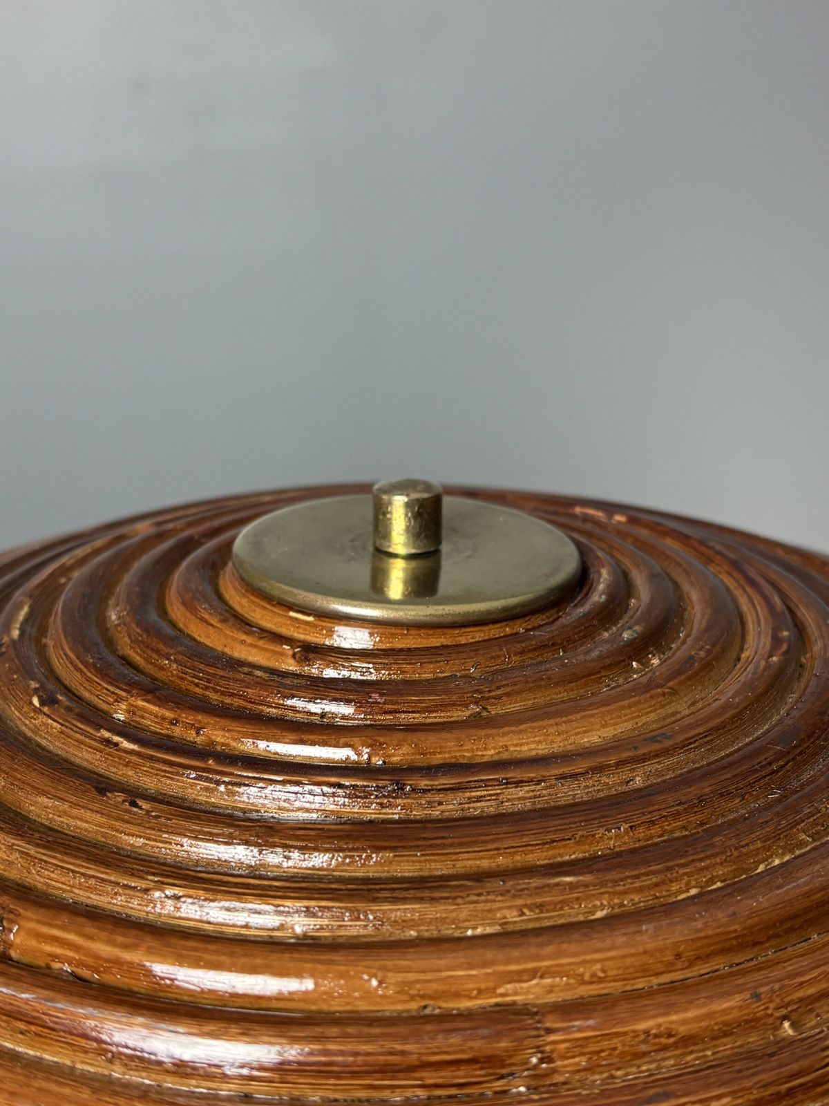 Midcentury Pencil Reed Rattan Bamboo And Brass Table Lamp, 1960s photo 1066.0