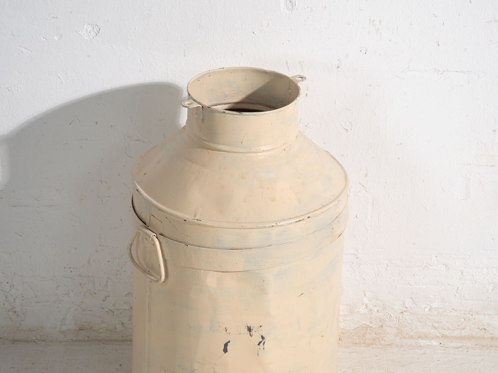 Set Of Two Antique Painted Tin Milk Cans – Poland, Circa 1950 photo for sale
