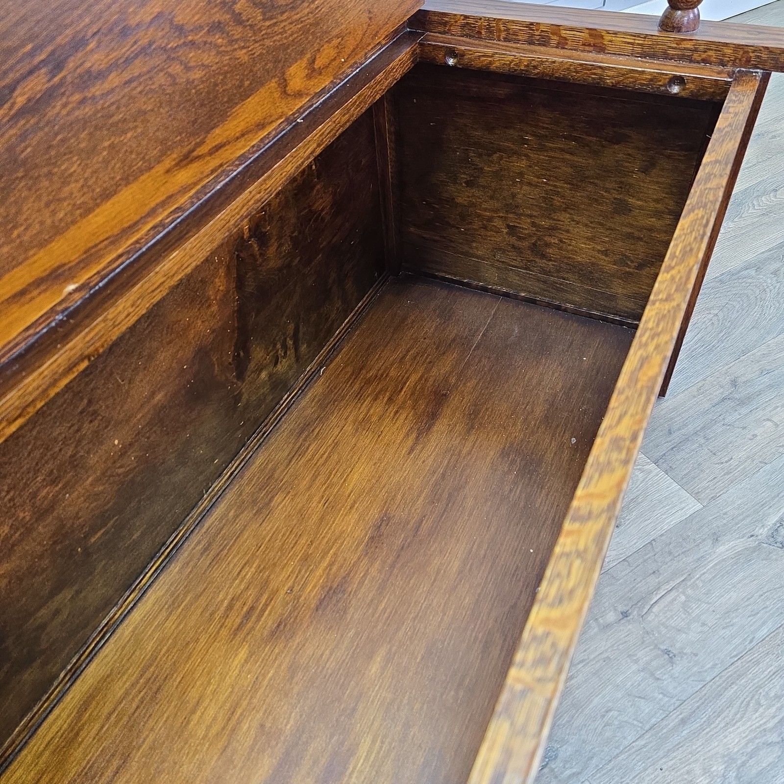 photo for sale Antique Oak Settle Pew Monks Bench Storage Trunk Box Hall Seat Jacobean Revival
