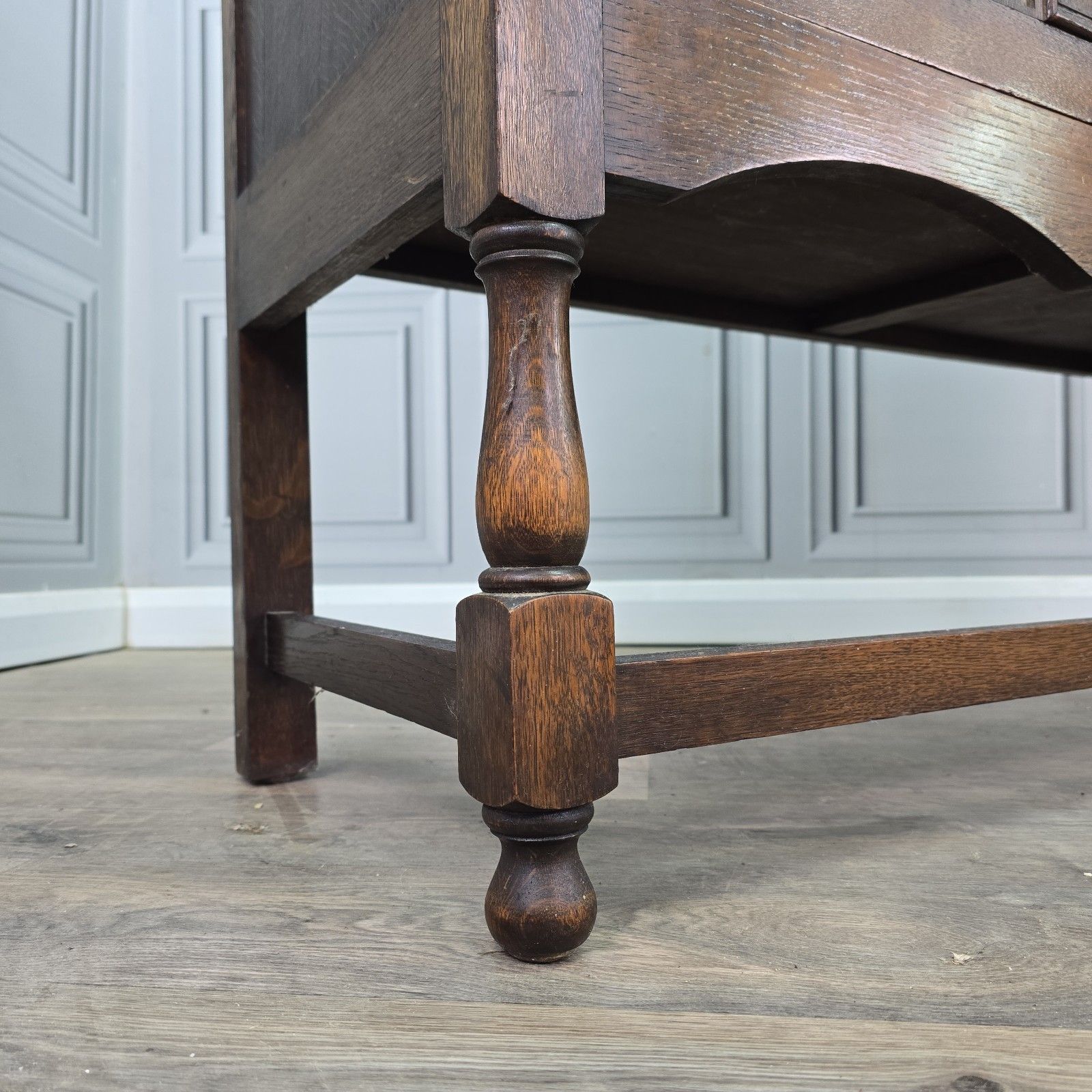 Antique Oak Sideboard Mirror Back Jacobean Revival Buffet Cabinet  Wood Cupboard photo for sale