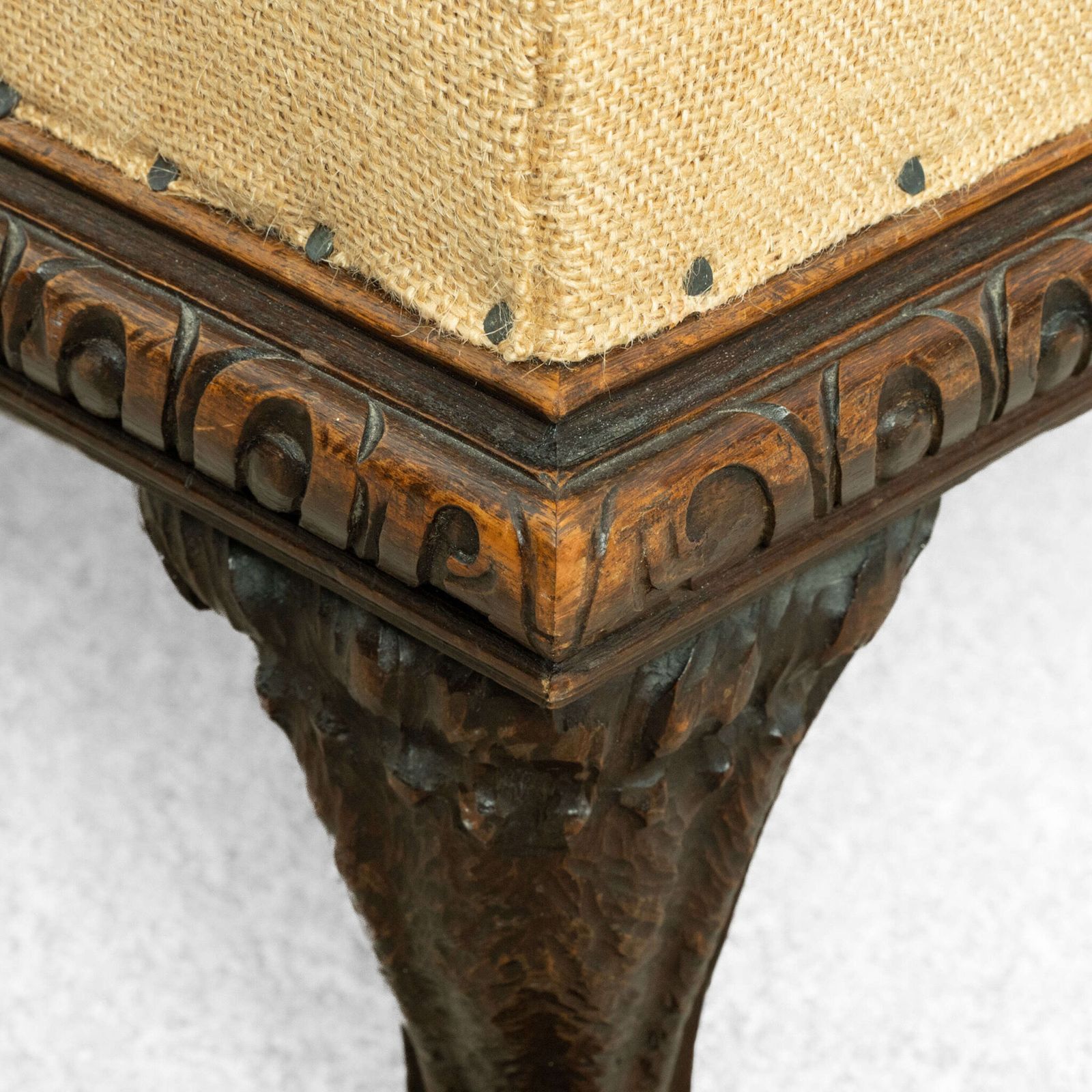 19th Century Large Italian Walnut Upholstered Footstool photo Furniture