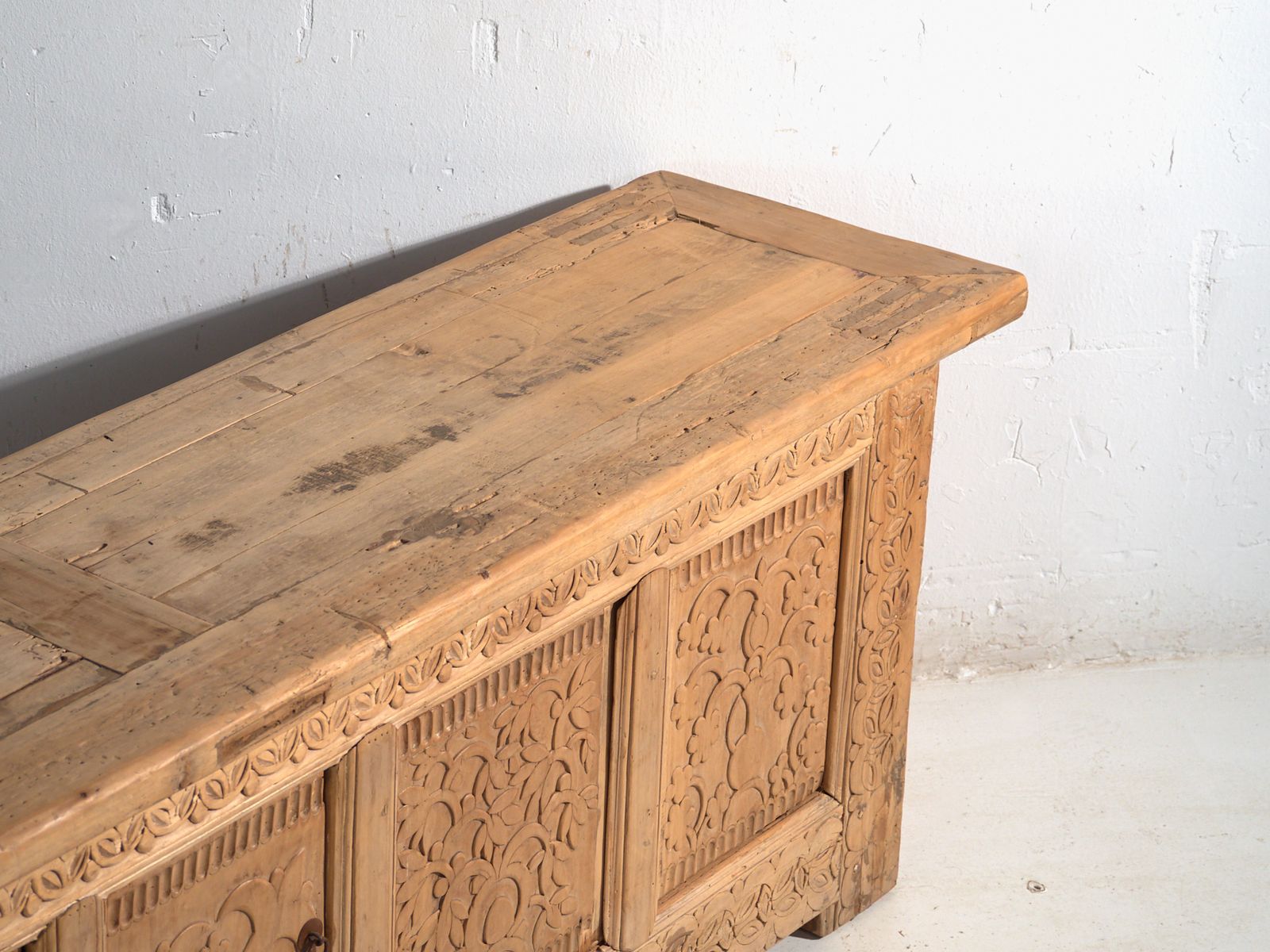 Antique Carved Low Sideboard In Fir Wood – China, Circa 1930 photo for sale