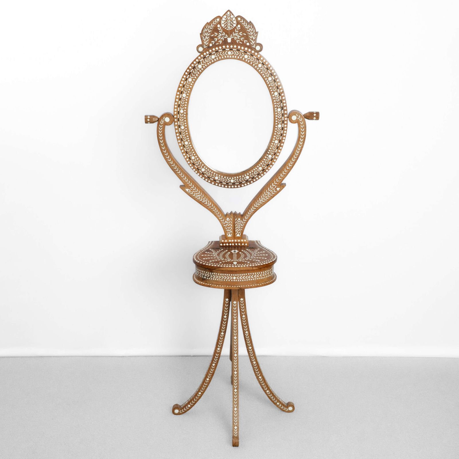 Inlaid Hoshiarpur Vanity Mirror On Stand