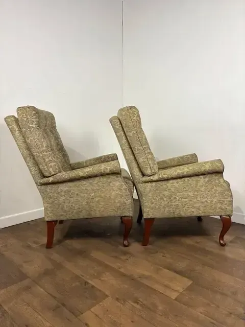 Pair Of Reproduction Button Backed Upholstered Armchairs photo buy