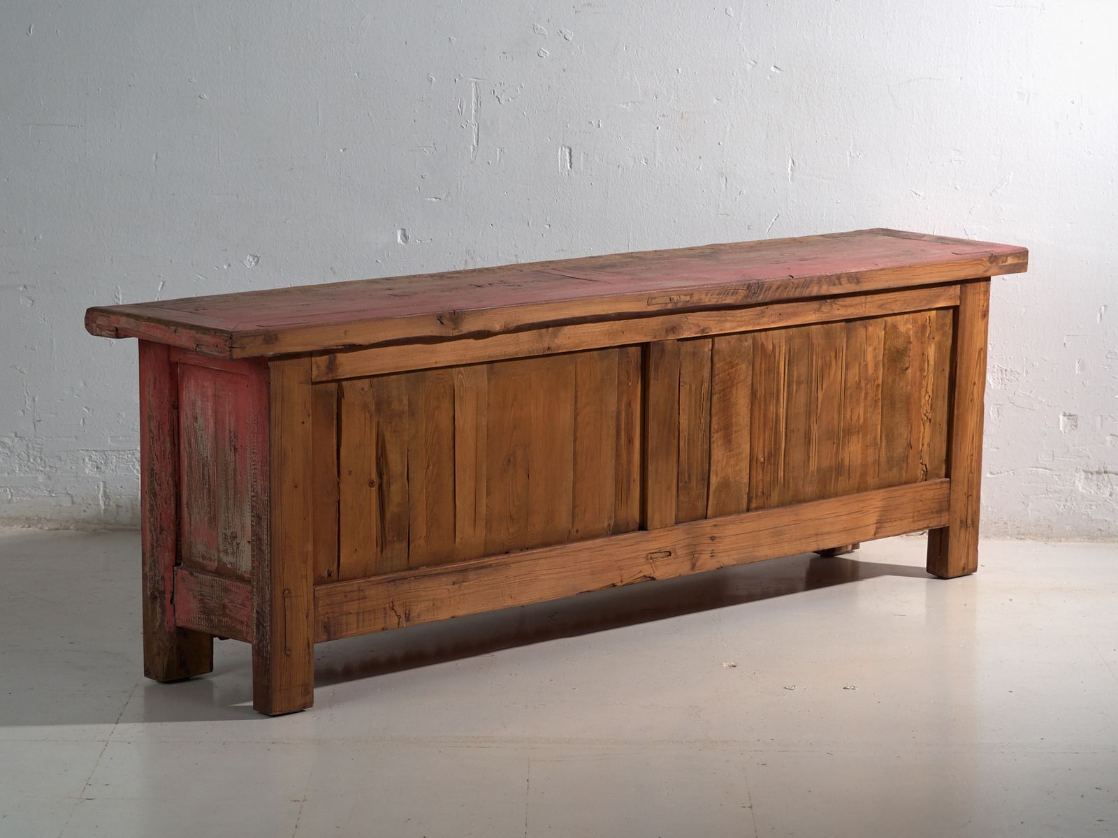 photo for sale Antique Low Carved Sideboard In Fir Wood – China, Circa 1930