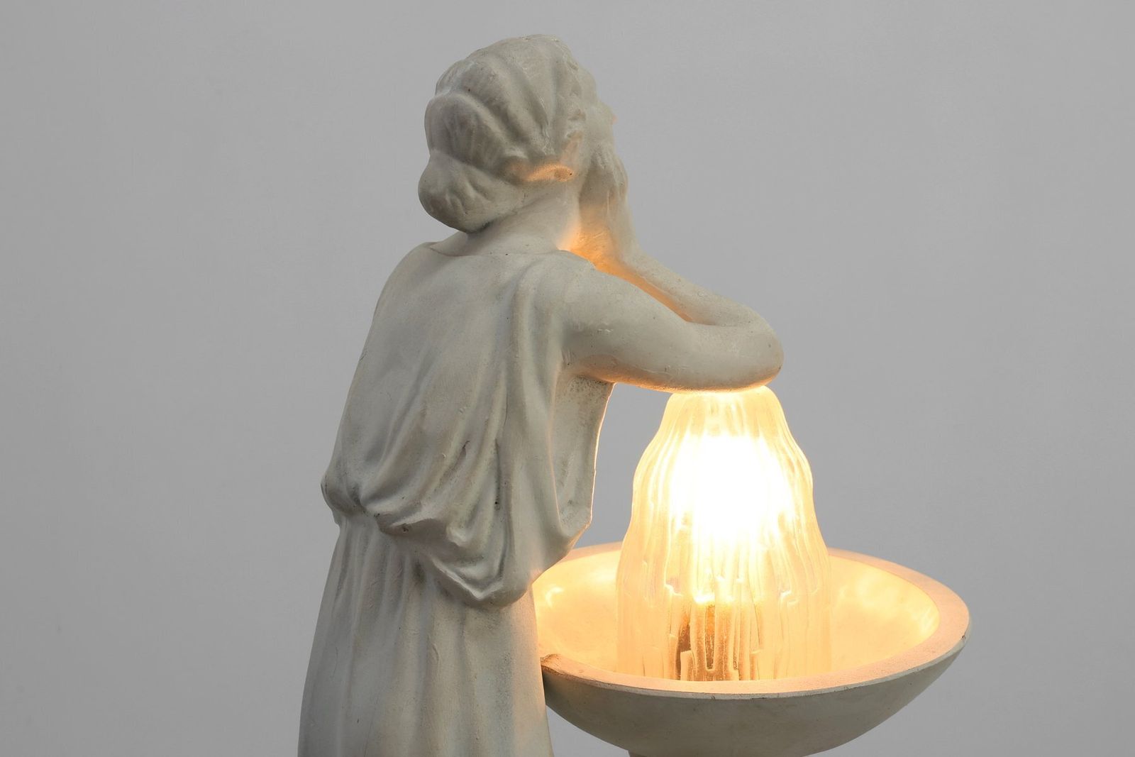 Art Deco Vichy Advertising Lamp In Plaster, Belgium, 1930s photo vinterior