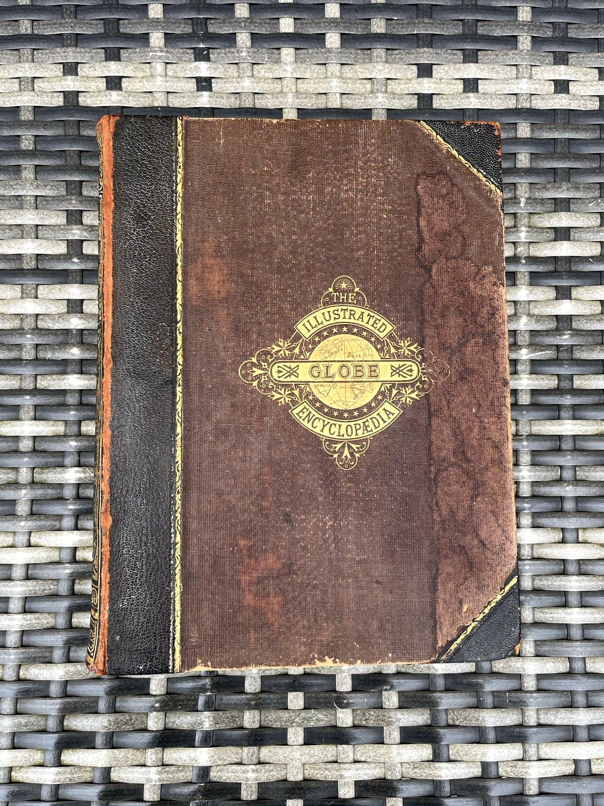 Antique Victorian Decorative Book 1881 Gilt Leather Globe Encyclopaedia Vol VI 6 photo furniture