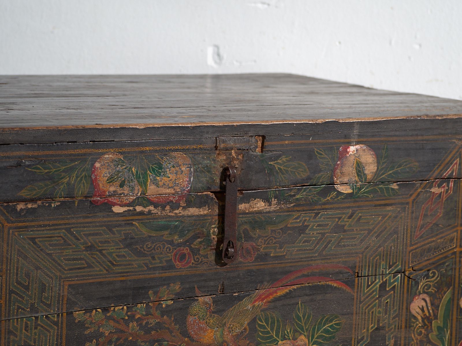 Antique Painted Trunk In Pine Wood – China, Circa 1900 photo for sale