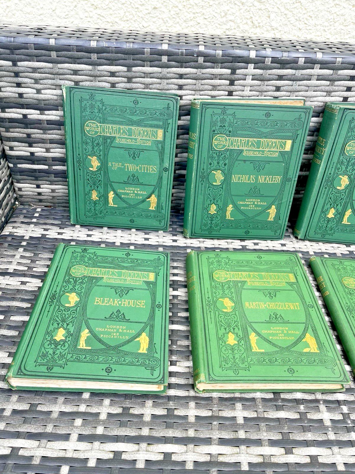 8 Antique Books The Works Of Charles Dickens Household Edition Chapman & Hall photo furniture