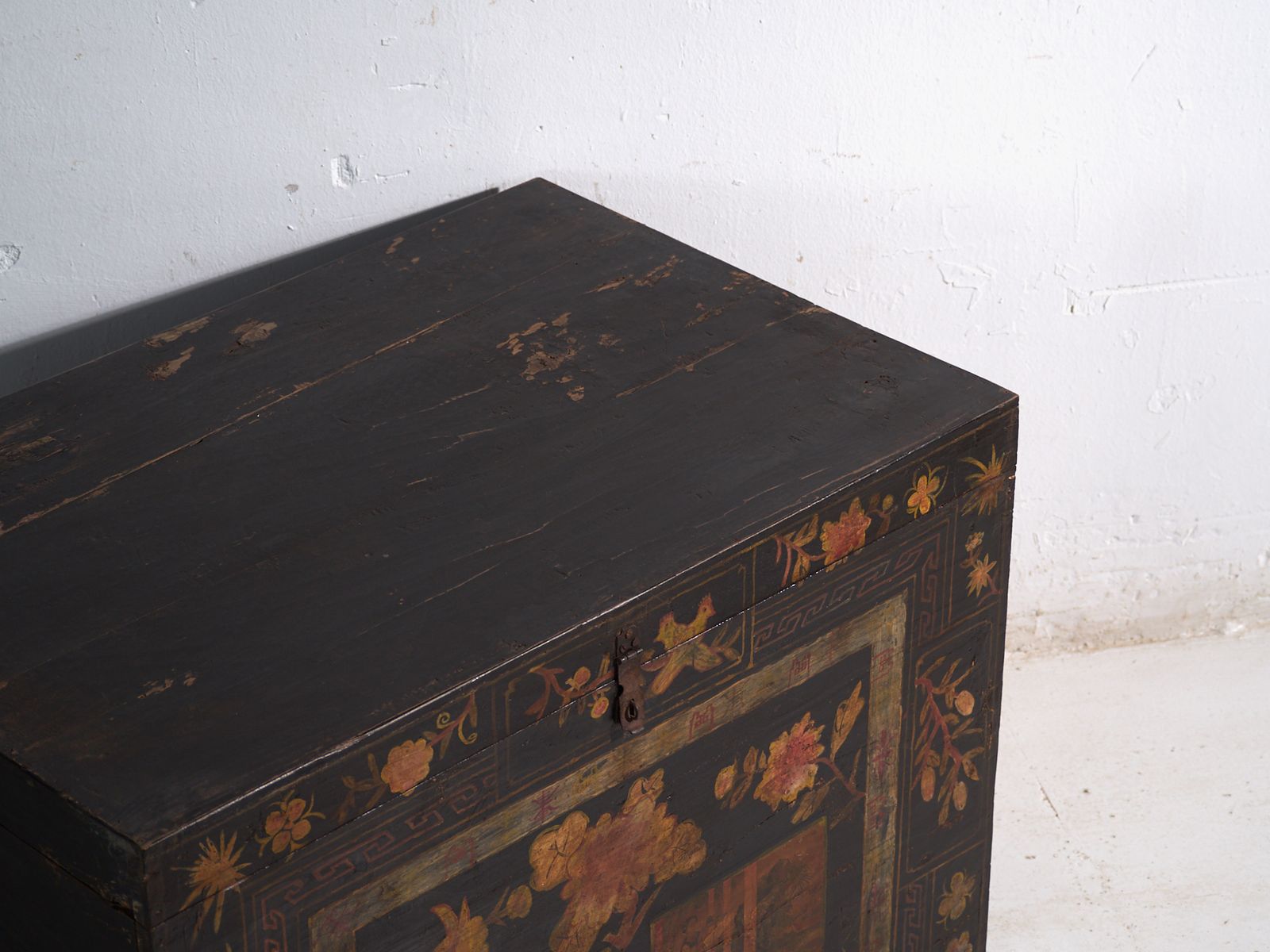 Antique Painted Trunk In Pine Wood – China, Circa 1900 photo for sale