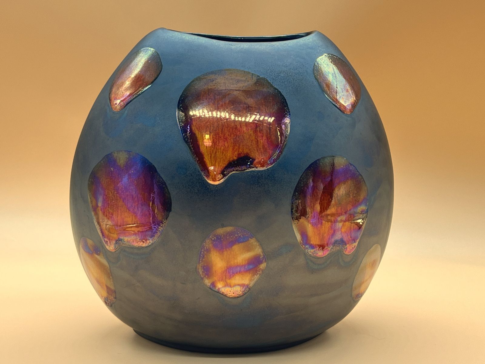 Poole Pottery Galaxy Living Glaze Purse Vase. Height 7.5".