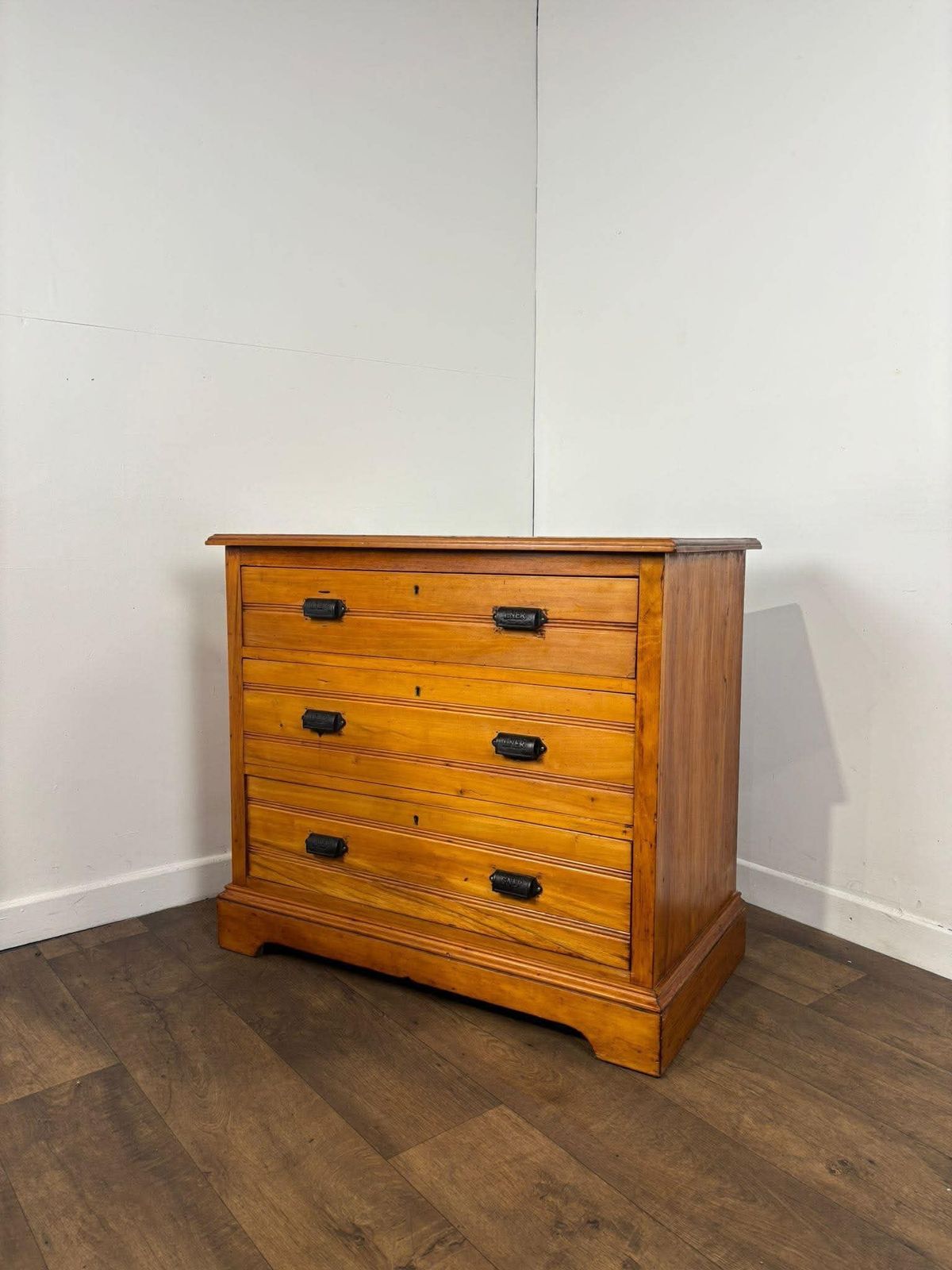 Edwardian Satin Walnut Three Drawer Bedroom Chest photo buy