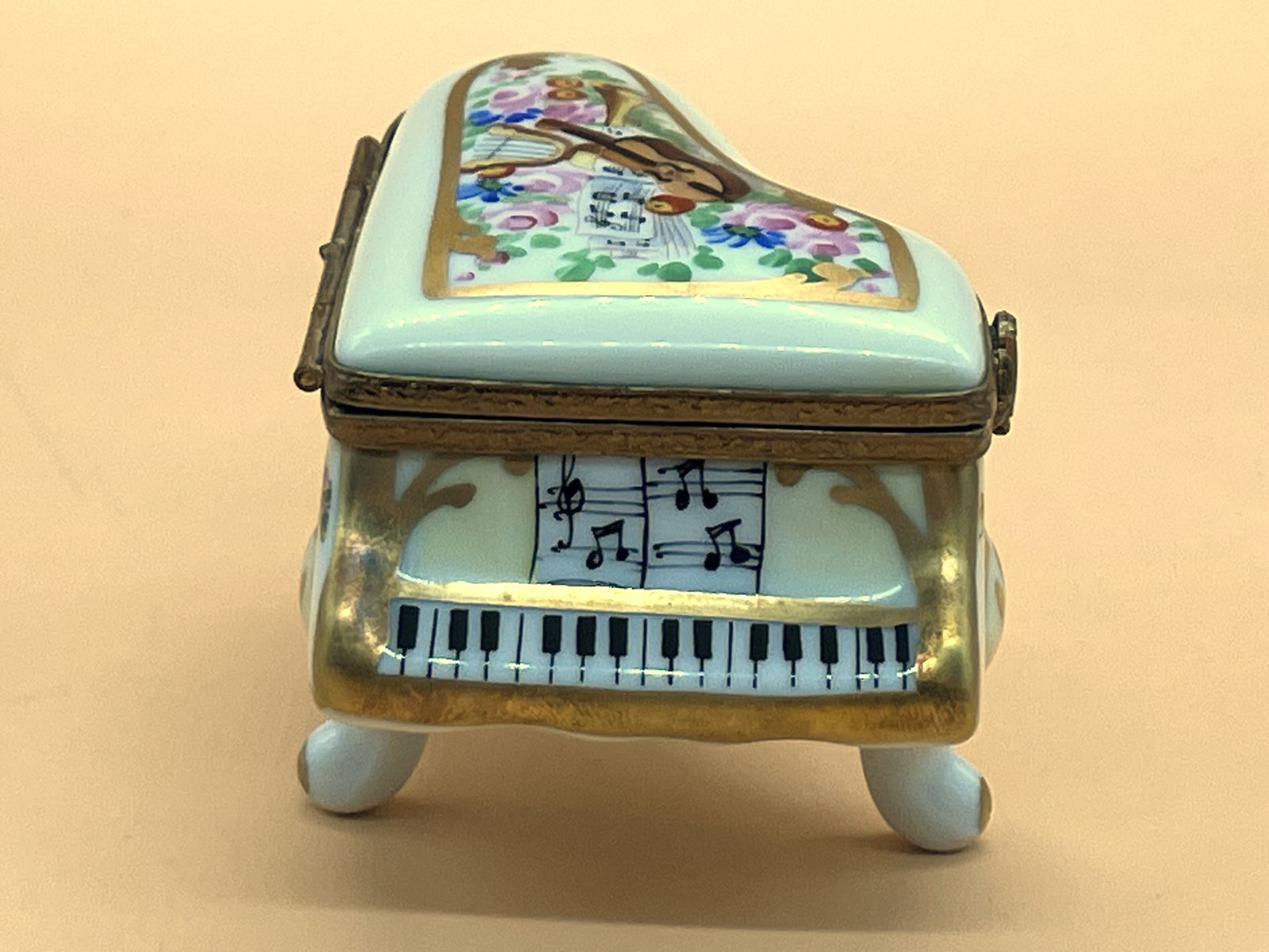 photo for sale Jacques Limoges Porcelain France Limited Edition 55/250 Hinged Piano Hand Painted Trinket / Jewelry Box.
