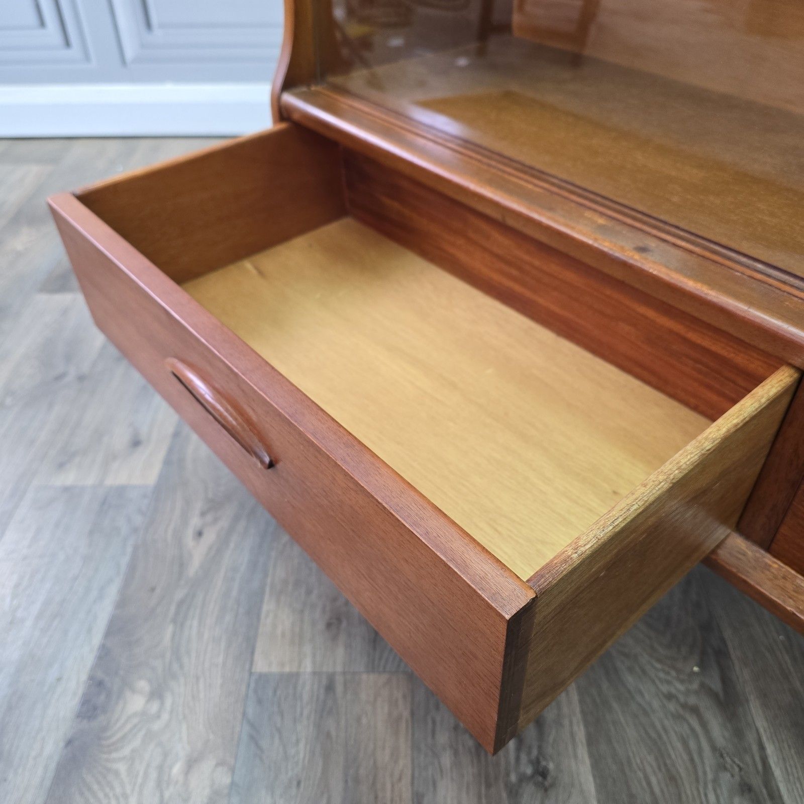 Furniture Vintage Jentique Display Cabinet Teak Glass Mid Century Bookcase Sideboard Shelf photo