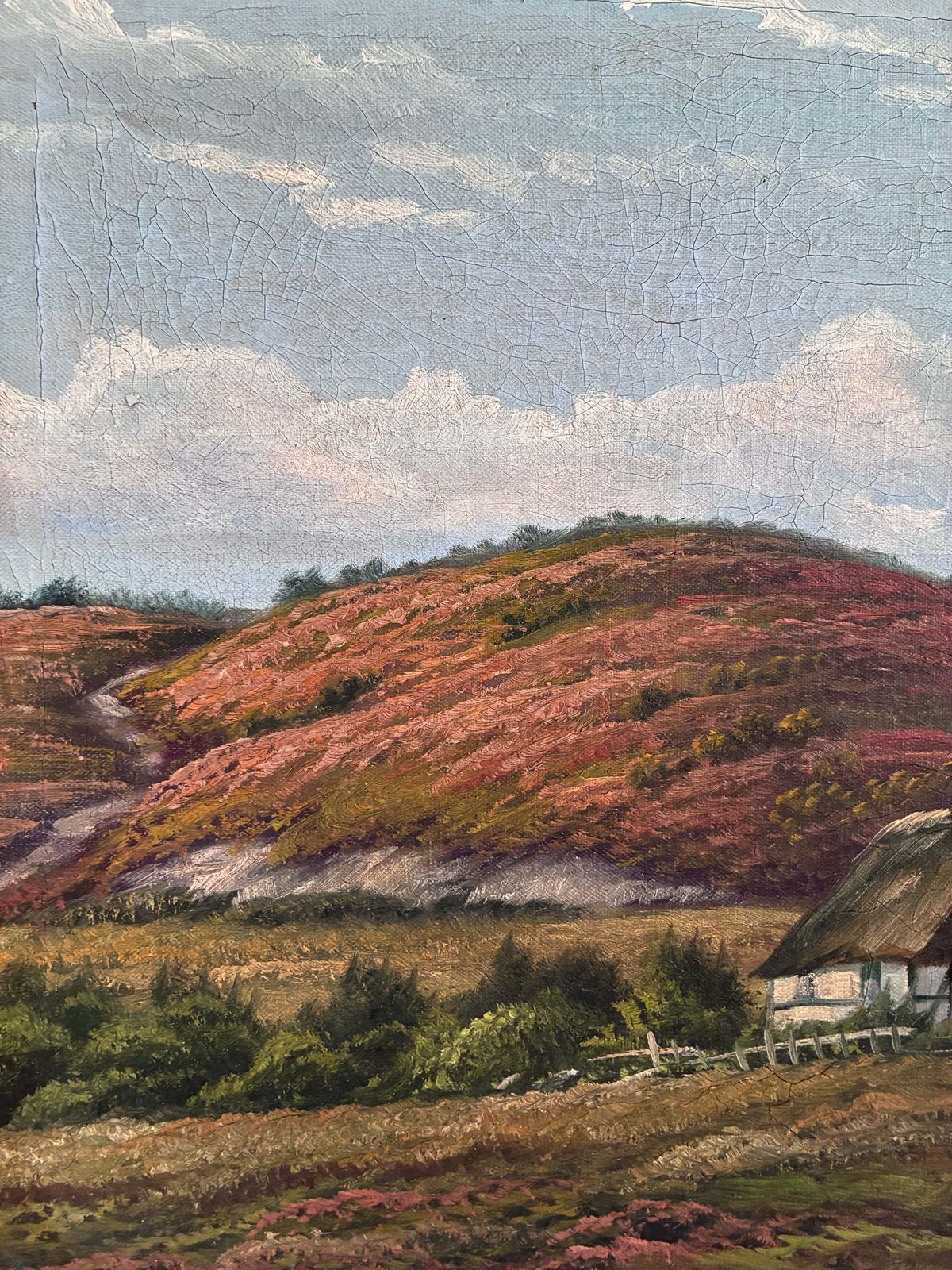 Antique Original Landscape Oil Painting, Signed Countryside Art photo vinterior
