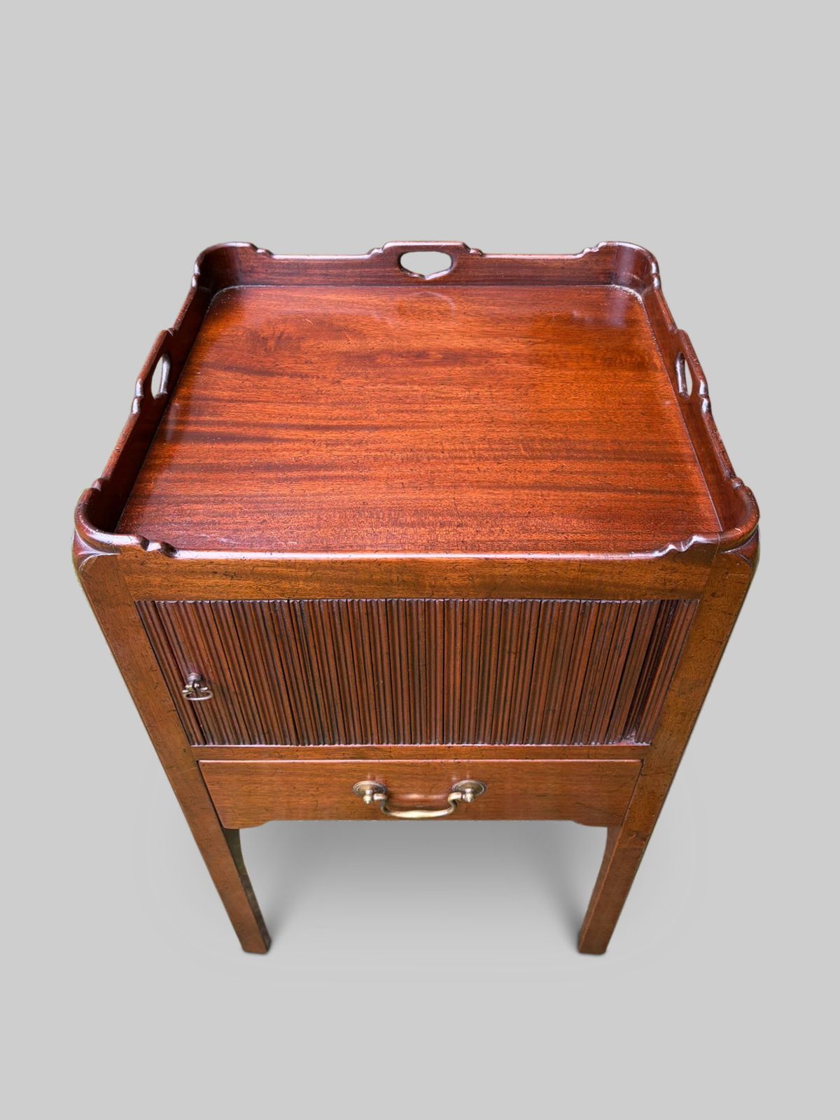 Pair Of Georgian Style Bedside Cabinets With Tambour Doors And Single Drawer photo 2875.0