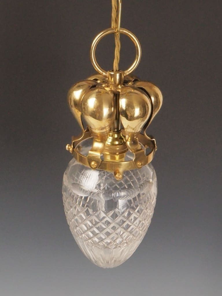 Antique Pendant Light With Cut Glass Shade And Plume Gallery photo Lighting