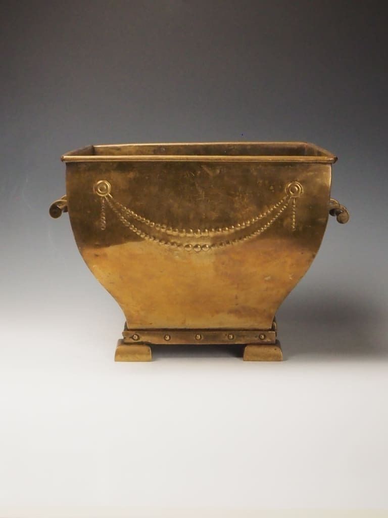 Antique Brass Planter – Edwardian Jardinière Or Fireside Bucket photo 395.0