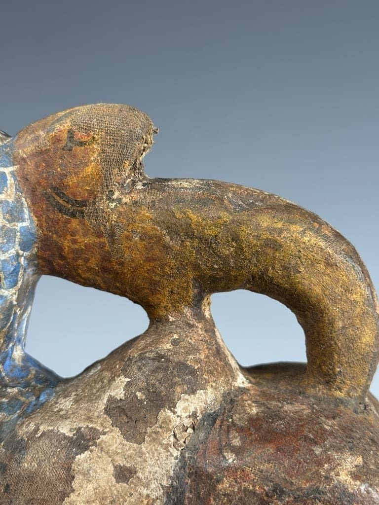 Art 19th Century Chinese Mythical Animal Carving – Rooster Horse With Dragon Tail photo