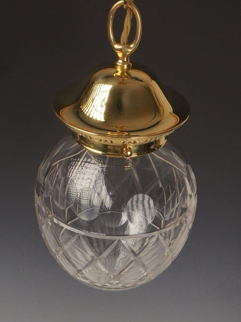 Magnificent Antique Pendant Light With Large Cut Glass Shade photo 550.0