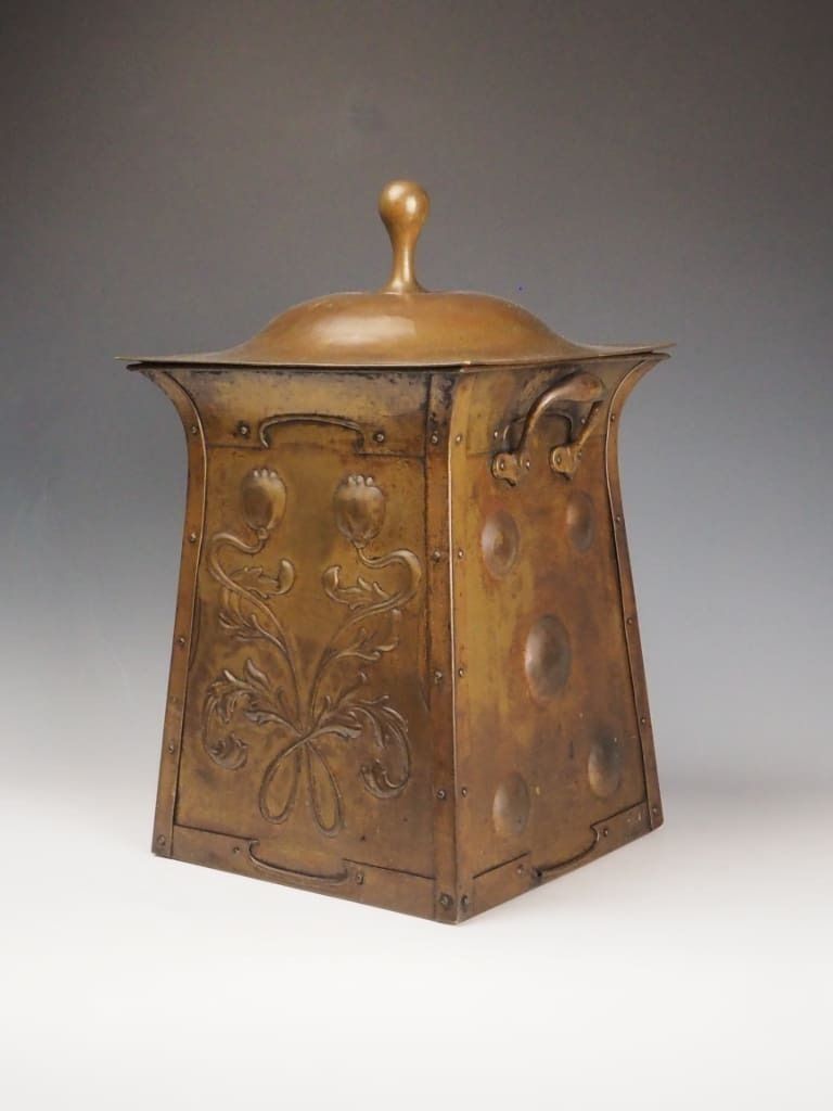 Art Nouveau Brass Fireside Coal Scuttle, Late 19th Century photo furniture