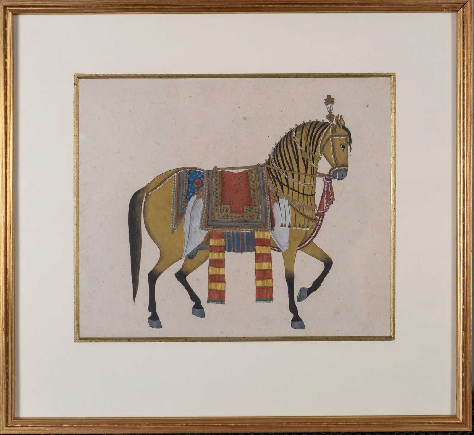 An Early 20th Century Indian Mughal Style Gouache Painting Of A Horse