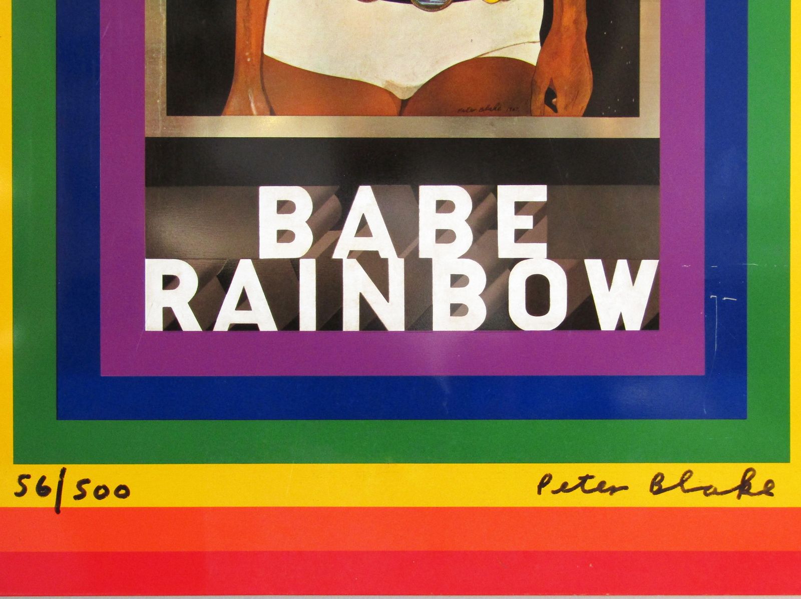 Rare Hand Signed 1968 Pop Art Screen Print On Tin Babe Rainbow By Peter Blake Ra photo for sale