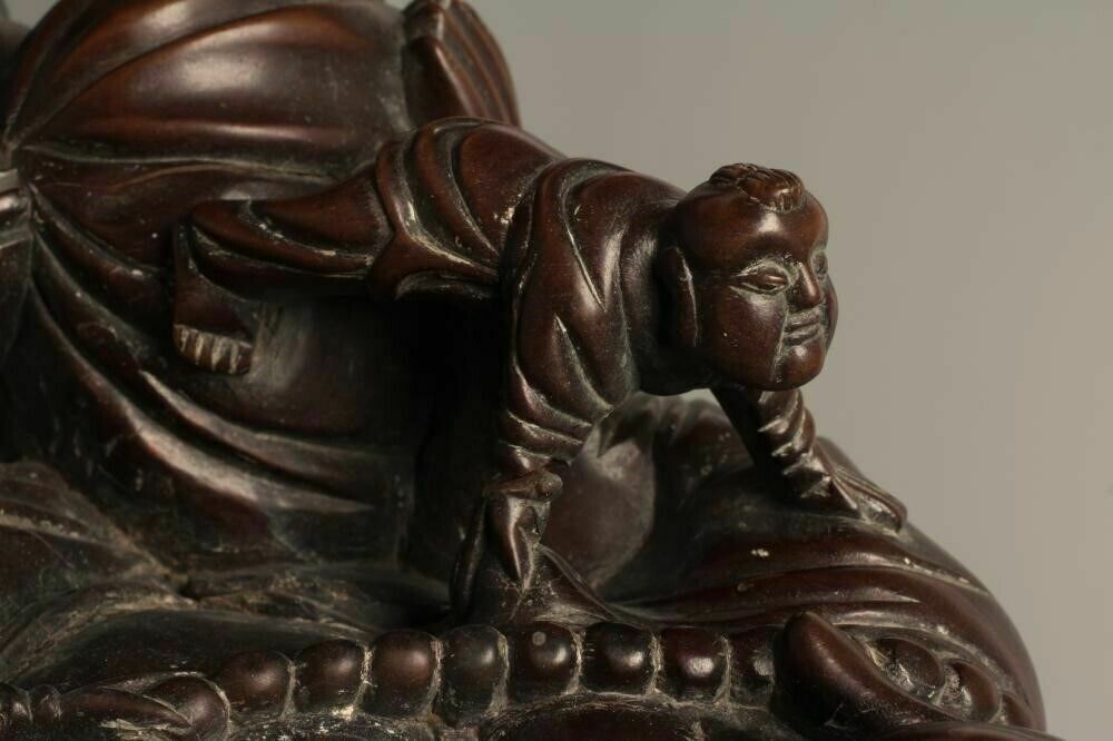 Large Antique Chinese Carved Hardwood Buddha photo vintage
